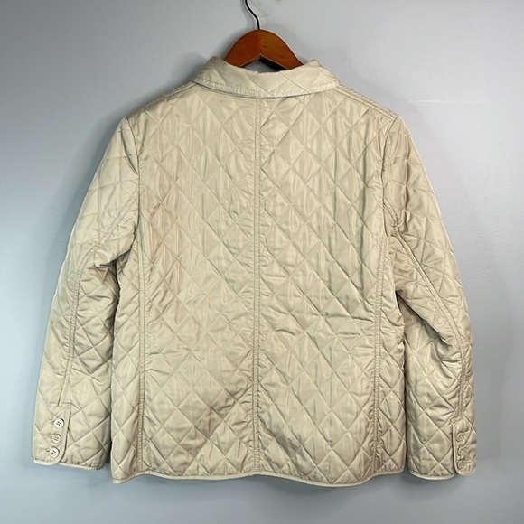 DELLA SPIGA Quilted Barn Jacket Oatmeal Cream Button Front Collar Pockets Size M - Picture 8 of 13
